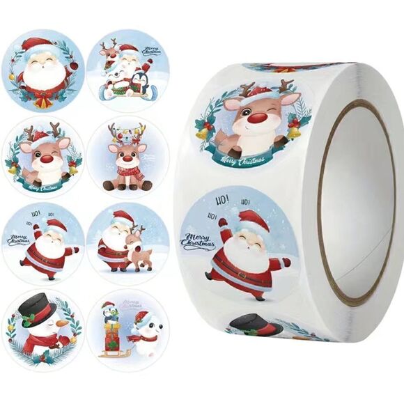 500 Stickers/roll Christmas Theme Gift Label Stickers - Picture 1 of 5